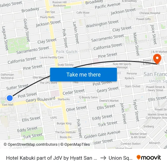 Hotel Kabuki part of JdV by Hyatt San Francisco to Union Square map