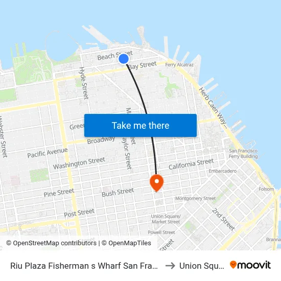 Riu Plaza Fisherman s Wharf San Francisco to Union Square map