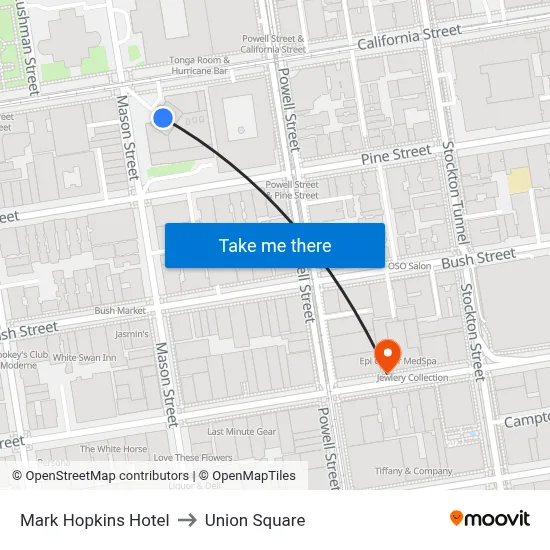 Mark Hopkins Hotel to Union Square map