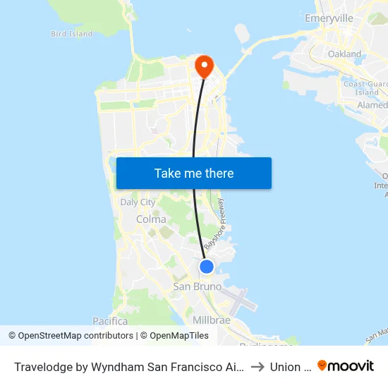 Travelodge by Wyndham San Francisco Airport North South San Francisco to Union Square map