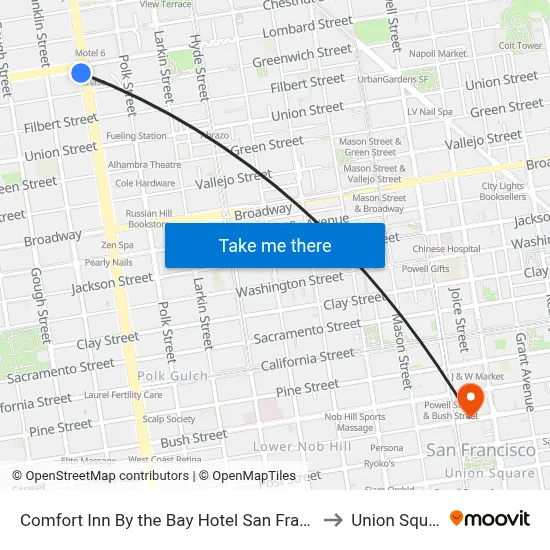 Comfort Inn By the Bay Hotel San Francisco to Union Square map