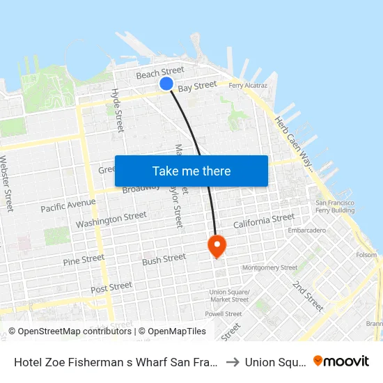Hotel Zoe Fisherman s Wharf San Francisco to Union Square map