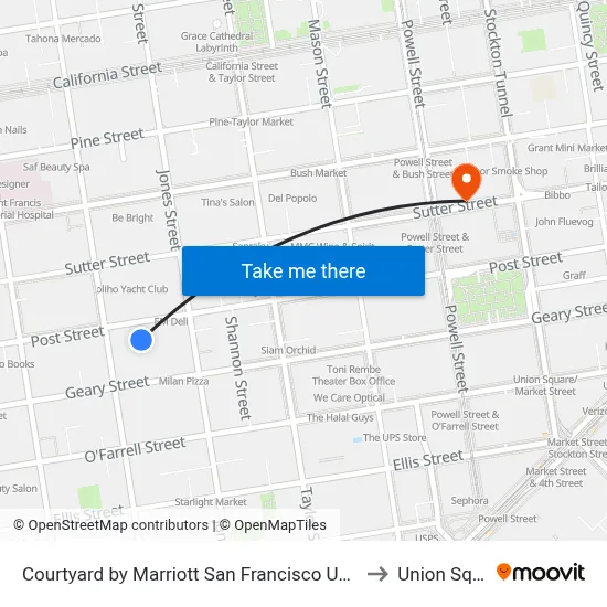 Courtyard by Marriott San Francisco Union Square to Union Square map