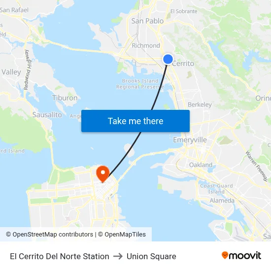 El Cerrito Del Norte Station to Union Square map
