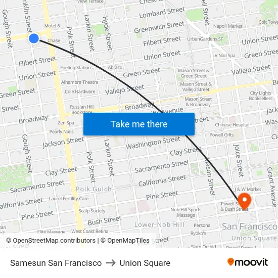 Samesun San Francisco to Union Square map