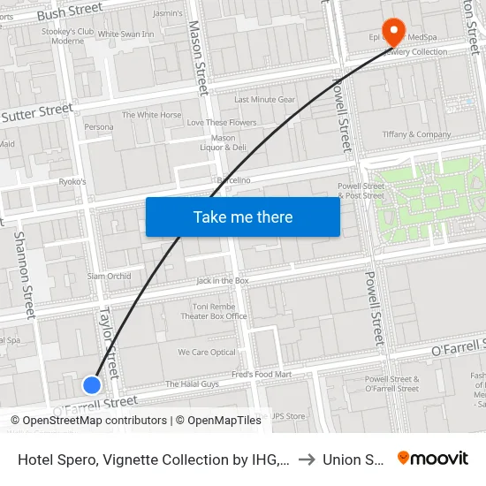 Hotel Spero, Vignette Collection by IHG, San Francisco to Union Square map