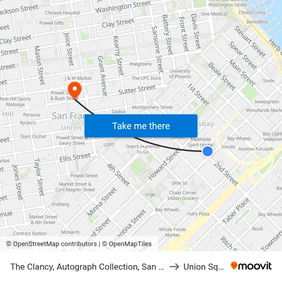 The Clancy, Autograph Collection, San Francisco to Union Square map