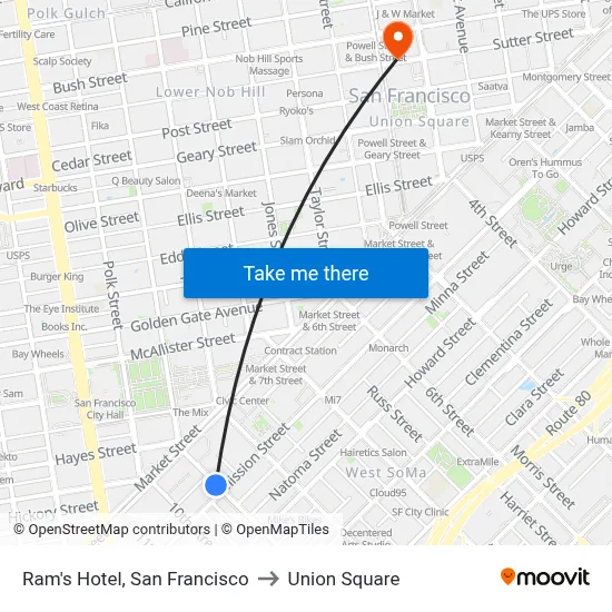 Ram's Hotel, San Francisco to Union Square map