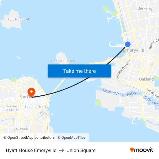 Hyatt House Emeryville to Union Square map