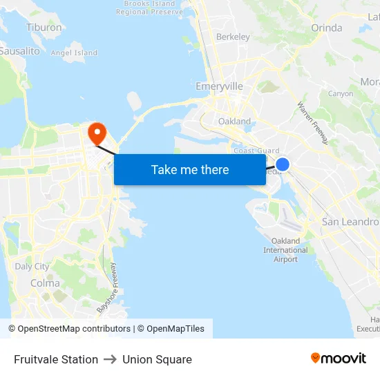 Fruitvale Station to Union Square map