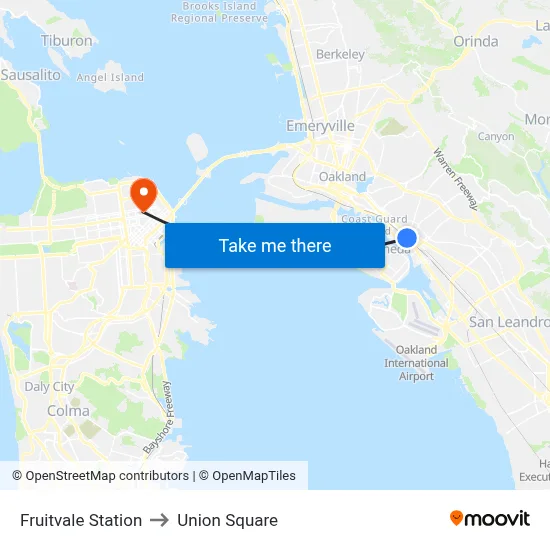 Fruitvale Station to Union Square map