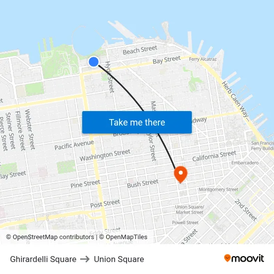 Ghirardelli Square to Union Square map