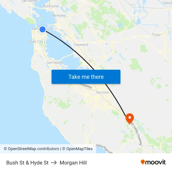 Bush St & Hyde St to Morgan Hill map