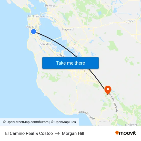 El Camino Real & Costco to Morgan Hill map