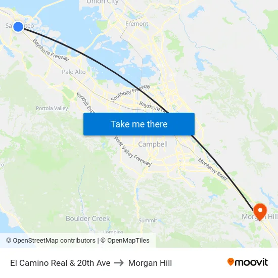 El Camino Real & 20th Ave to Morgan Hill map