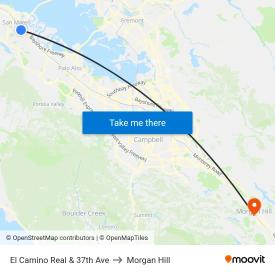 El Camino Real & 37th Ave to Morgan Hill map