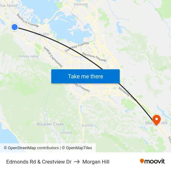 Edmonds Rd & Crestview Dr to Morgan Hill map