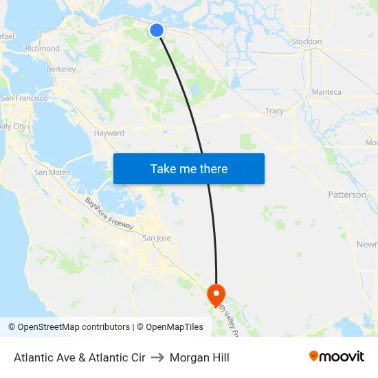Atlantic Ave & Atlantic Cir to Morgan Hill map