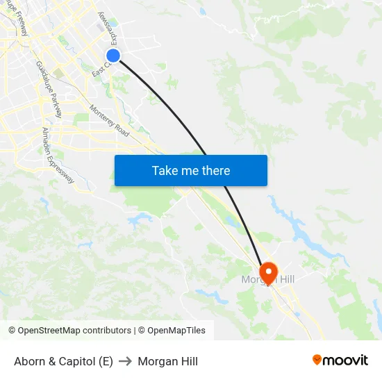 Aborn & Capitol (E) to Morgan Hill map