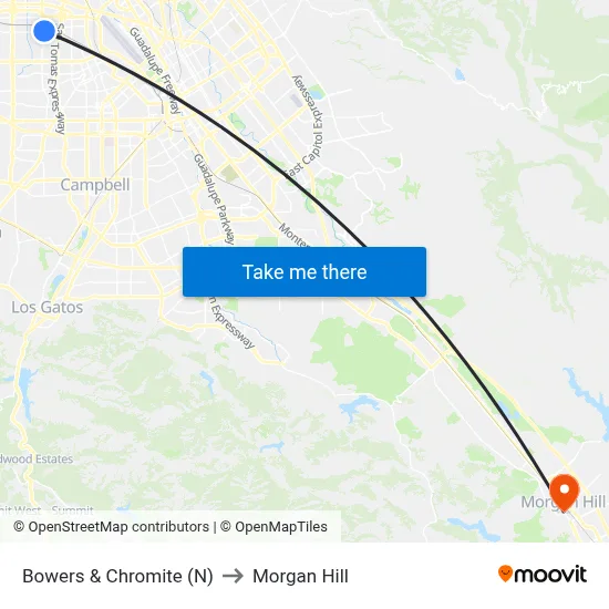 Bowers & Chromite (N) to Morgan Hill map