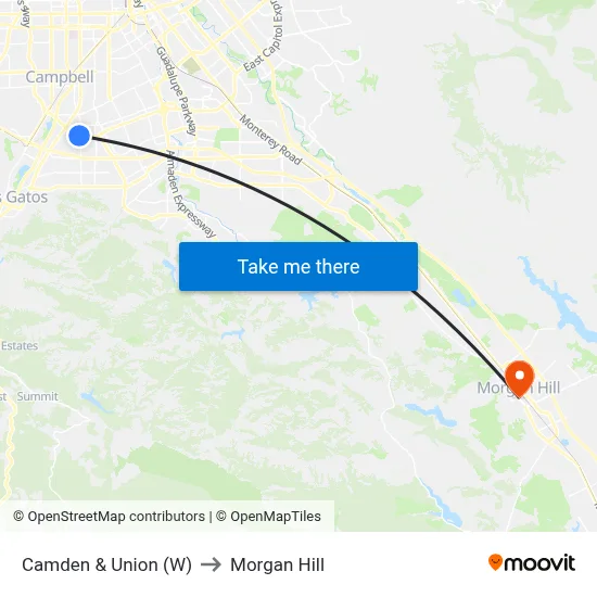 Camden & Union (W) to Morgan Hill map