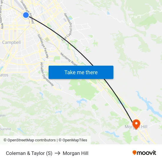 Coleman & Taylor (S) to Morgan Hill map