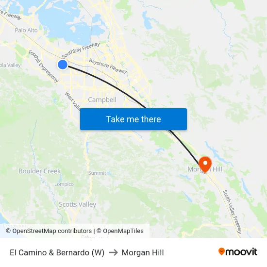 El Camino & Bernardo (W) to Morgan Hill map