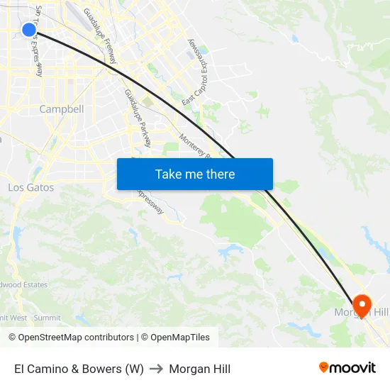 El Camino & Bowers (W) to Morgan Hill map