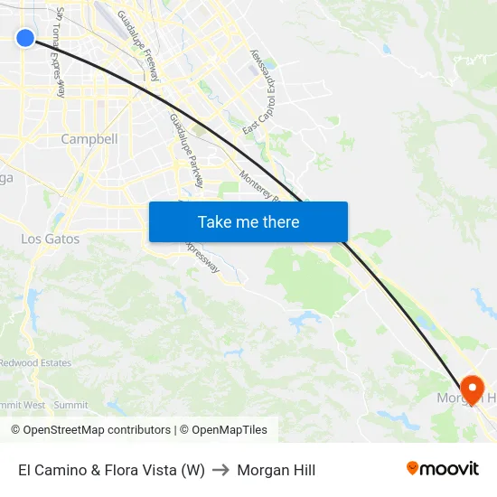 El Camino & Flora Vista (W) to Morgan Hill map
