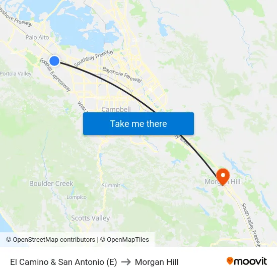 El Camino & San Antonio (E) to Morgan Hill map