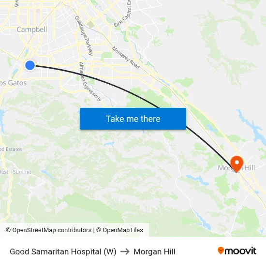Good Samaritan Hospital (W) to Morgan Hill map