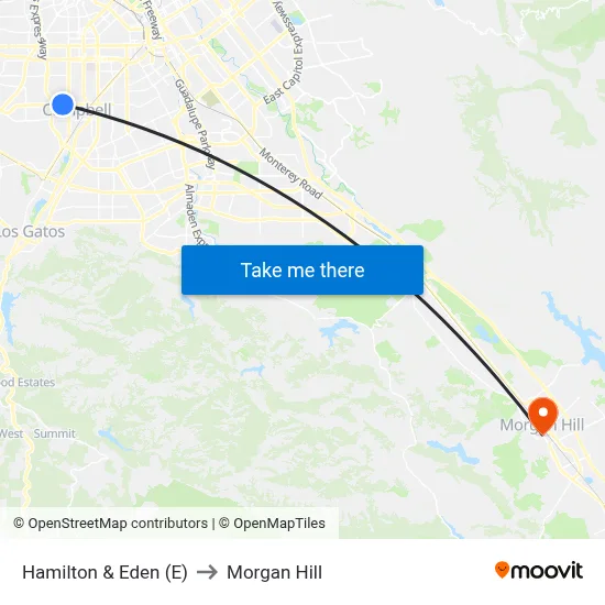Hamilton & Eden (E) to Morgan Hill map