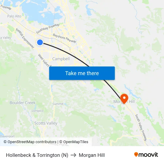 Hollenbeck & Torrington (N) to Morgan Hill map
