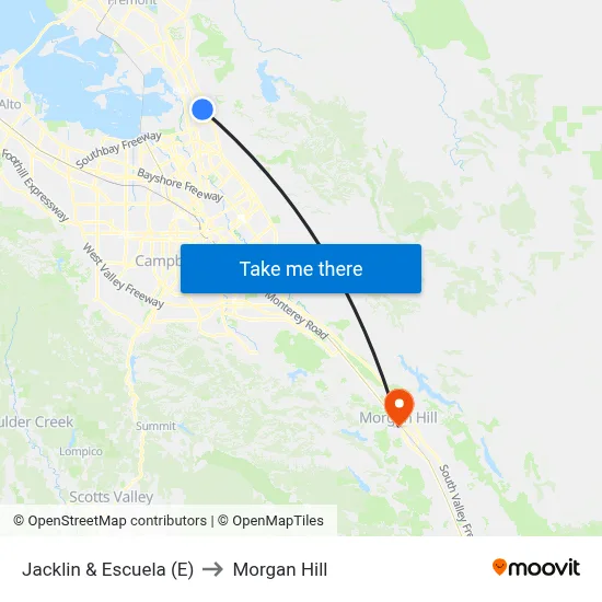 Jacklin & Escuela (E) to Morgan Hill map
