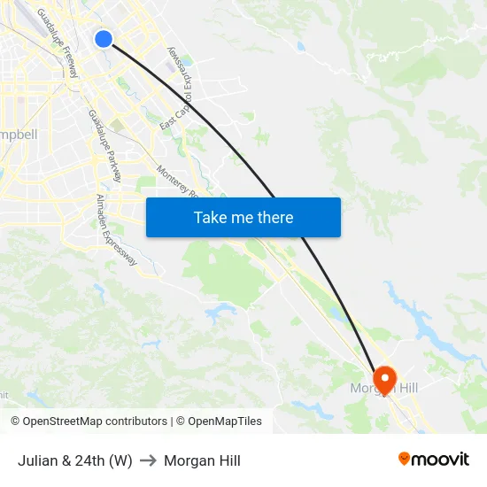 Julian & 24th (W) to Morgan Hill map