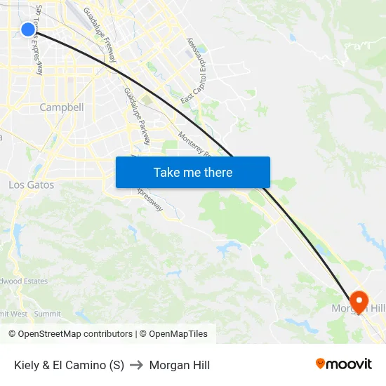 Kiely & El Camino (S) to Morgan Hill map