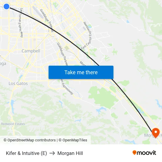 Kifer & Intuitive (E) to Morgan Hill map