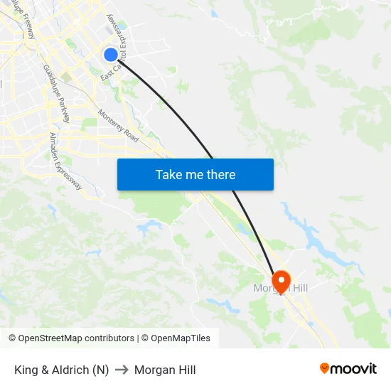 King & Aldrich (N) to Morgan Hill map
