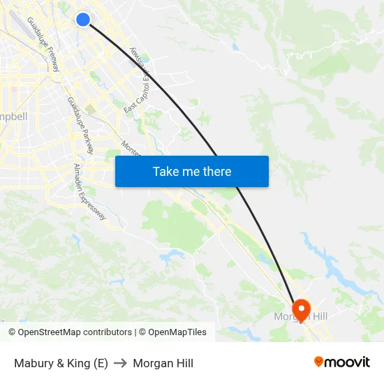 Mabury & King (E) to Morgan Hill map