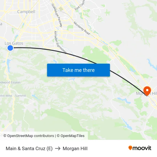 Main & Santa Cruz (E) to Morgan Hill map