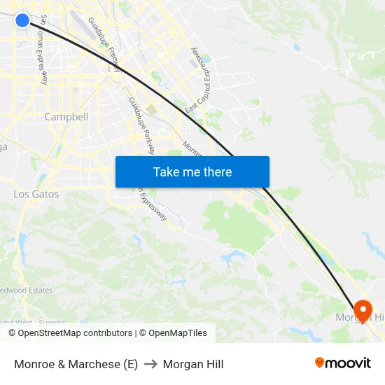 Monroe & Marchese (E) to Morgan Hill map