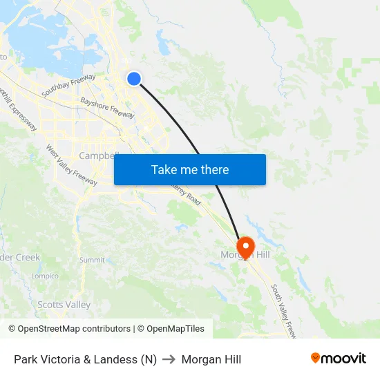 Park Victoria & Landess (N) to Morgan Hill map