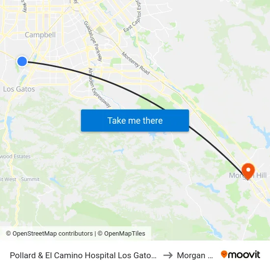 Pollard & El Camino Hospital Los Gatos (N) to Morgan Hill map