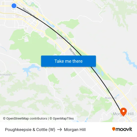Poughkeepsie & Cottle (W) to Morgan Hill map