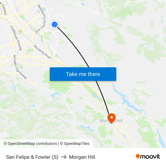 San Felipe & Fowler (S) to Morgan Hill map