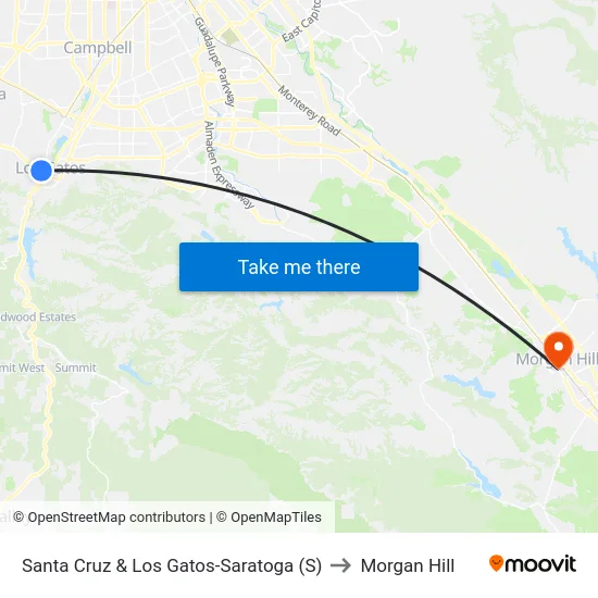 Santa Cruz & Los Gatos-Saratoga (S) to Morgan Hill map