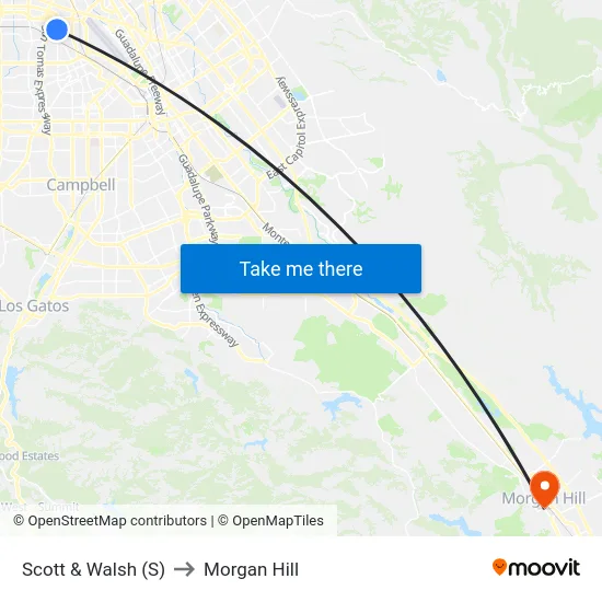 Scott & Walsh (S) to Morgan Hill map