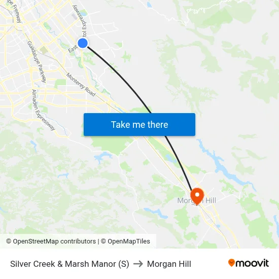 Silver Creek & Marsh Manor (S) to Morgan Hill map