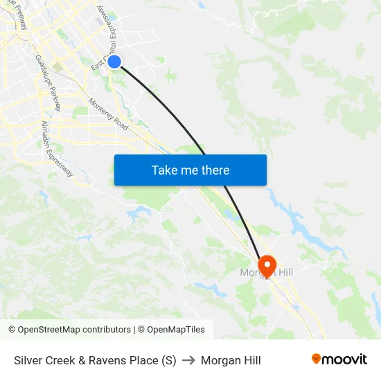 Silver Creek & Ravens Place (S) to Morgan Hill map
