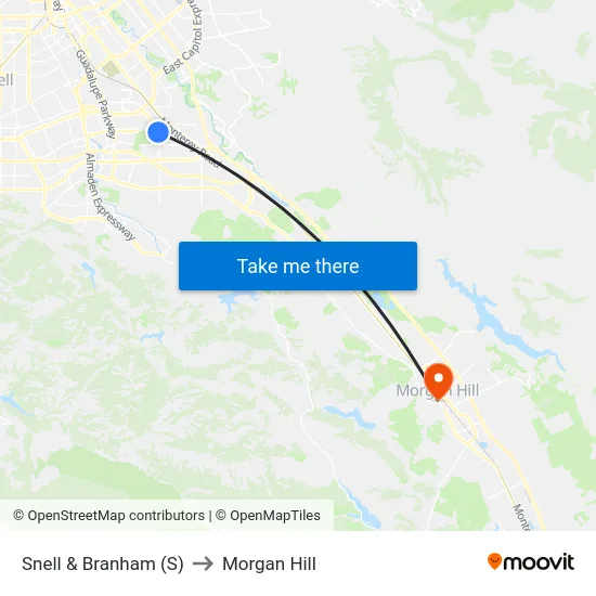 Snell & Branham (S) to Morgan Hill map